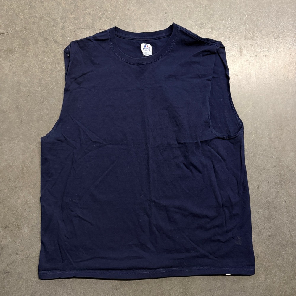 Russell Athletic Mens XL Navy Blue Sleeveless Muscle T-Shirt Tank Top RN 82288